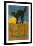 A Happy Halloween, Cat on Fence-null-Framed Art Print