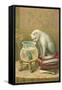 A Happy New Year, Cat Watching Frog and Fish in Bowl-null-Framed Stretched Canvas