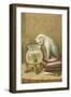 A Happy New Year, Cat Watching Frog and Fish in Bowl-null-Framed Art Print