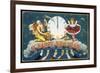 A Happy New Year Postcard with Father Time and a Young Girl-null-Framed Giclee Print