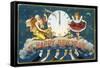 A Happy New Year Postcard with Father Time and a Young Girl-null-Framed Stretched Canvas