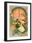 A Happy New Year, Victorian Girl on Champagne Bottle-null-Framed Art Print