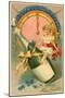 A Happy New Year, Victorian Girl on Champagne Bottle-null-Mounted Art Print