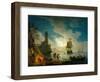 A Harbor in Moonlight, 1787-Claude Joseph Vernet-Framed Giclee Print