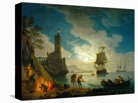 A Harbor in Moonlight, 1787-Claude Joseph Vernet-Stretched Canvas