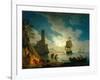 A Harbor in Moonlight, 1787-Claude Joseph Vernet-Framed Giclee Print