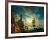 A Harbor in Moonlight, 1787-Claude Joseph Vernet-Framed Giclee Print