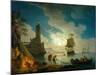 A Harbor in Moonlight, 1787-Claude Joseph Vernet-Mounted Giclee Print