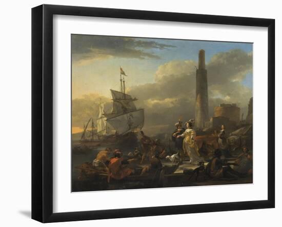 A Harbour Scene, c.1665-Nicolaes Pietersz. Berchem-Framed Giclee Print