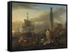 A Harbour Scene, c.1665-Nicolaes Pietersz. Berchem-Framed Stretched Canvas