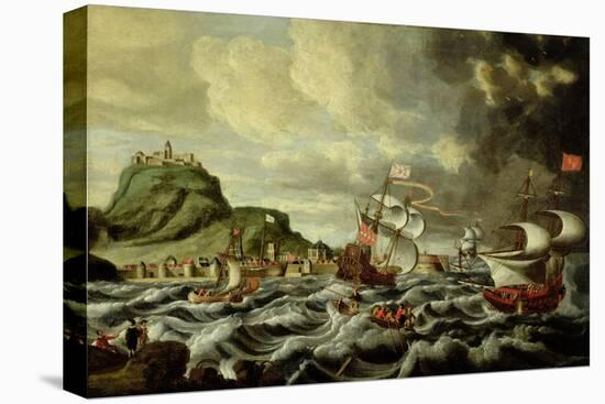 A Harbour Scene, Possibly Genoa-Andries van Eertvelt-Stretched Canvas