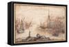 A Harbour Scene with Shipping and a Church at Sundown-Cornelis Claesz Van Wieringen-Framed Stretched Canvas