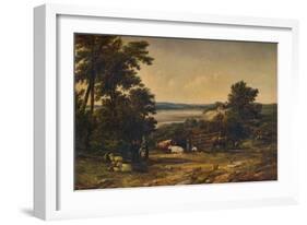 'A Harbour surrounded by Wooded Hills and Meadows with Cattle', 1859, (1938)-Alfred Vickers-Framed Giclee Print