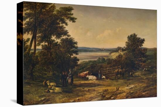 'A Harbour surrounded by Wooded Hills and Meadows with Cattle', 1859, (1938)-Alfred Vickers-Stretched Canvas