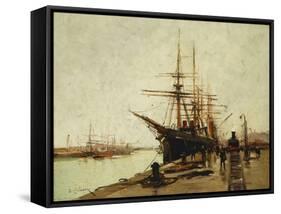 A Harbour-Eugene Galien-Laloue-Framed Stretched Canvas