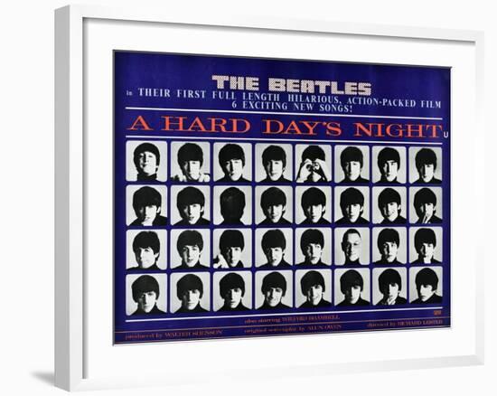 A Hard Day's Night, British Poster, (Top to Bottom), 1964-null-Framed Art Print