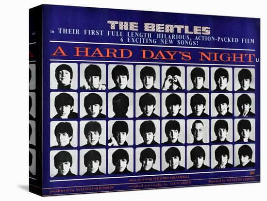 A Hard Day's Night, British Poster, (Top to Bottom), 1964-null-Stretched Canvas