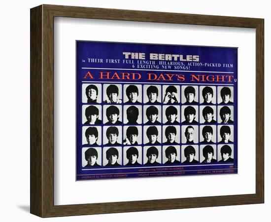 A Hard Day's Night, British Poster, (Top to Bottom), 1964-null-Framed Art Print
