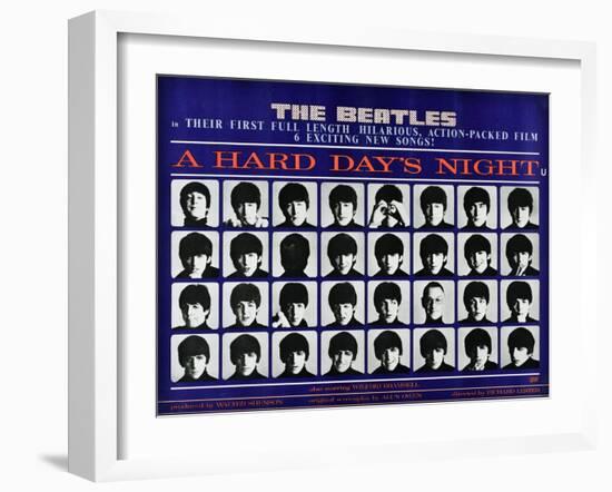 A Hard Day's Night, British Poster, (Top to Bottom), 1964-null-Framed Art Print