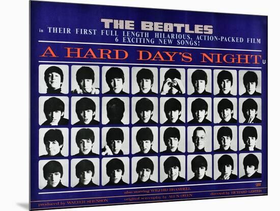 A Hard Day's Night, British Poster, (Top to Bottom), 1964-null-Mounted Art Print