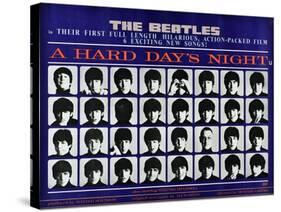 A Hard Day's Night, British Poster, (Top to Bottom), 1964-null-Stretched Canvas