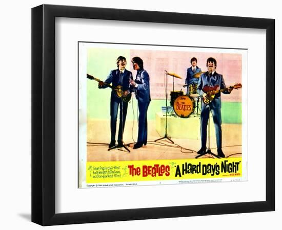 A Hard Days Night, Paul Mccartney, George Harrison, Ringo Starr, John Lennon, 1964-null-Framed Art Print