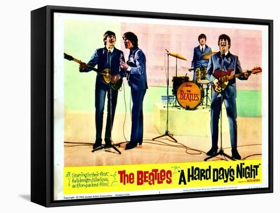 A Hard Days Night, Paul Mccartney, George Harrison, Ringo Starr, John Lennon, 1964-null-Framed Stretched Canvas