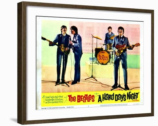 A Hard Days Night, Paul Mccartney, George Harrison, Ringo Starr, John Lennon, 1964-null-Framed Art Print