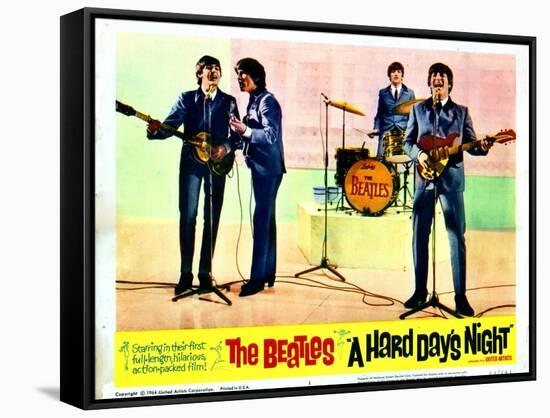 A Hard Days Night, Paul Mccartney, George Harrison, Ringo Starr, John Lennon, 1964-null-Framed Stretched Canvas