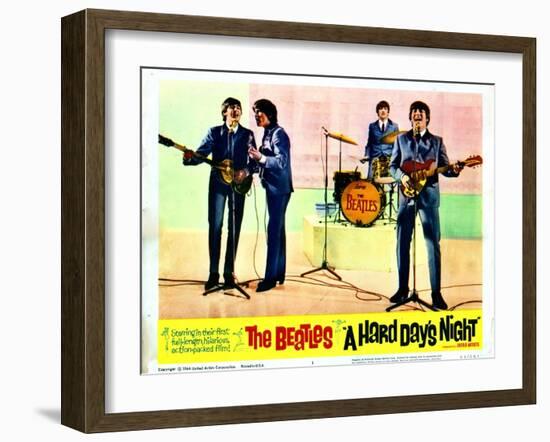 A Hard Days Night, Paul Mccartney, George Harrison, Ringo Starr, John Lennon, 1964-null-Framed Art Print