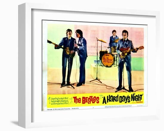 A Hard Days Night, Paul Mccartney, George Harrison, Ringo Starr, John Lennon, 1964-null-Framed Art Print