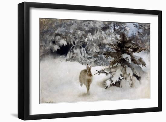 A Hare in the Snow, 1927-Bruno Andreas Liljefors-Framed Giclee Print