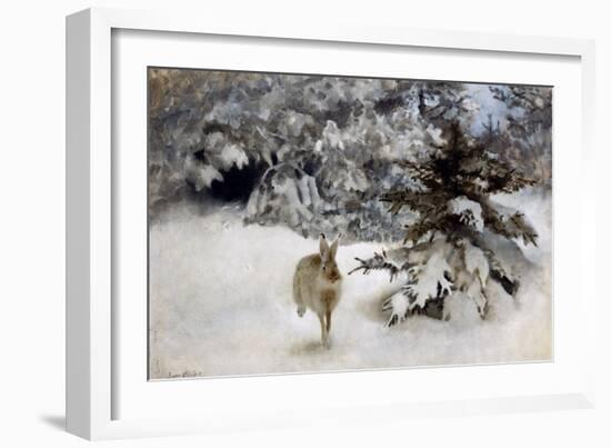 A Hare in the Snow, 1927-Bruno Andreas Liljefors-Framed Giclee Print