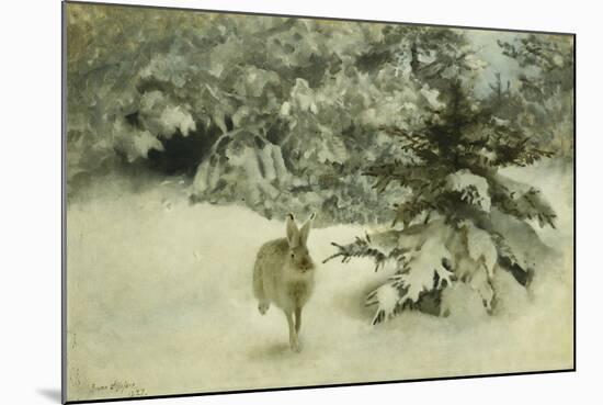 A Hare in the Snow-Bruno Liljefors-Mounted Giclee Print