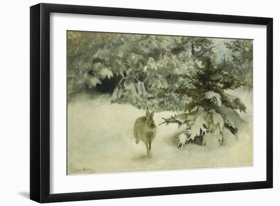 A Hare in the Snow-Bruno Liljefors-Framed Premium Giclee Print