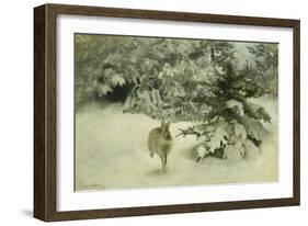 A Hare in the Snow-Bruno Liljefors-Framed Giclee Print