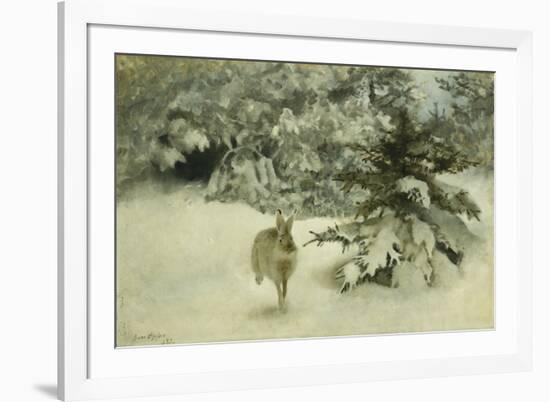 A Hare in the Snow-Bruno Liljefors-Framed Giclee Print