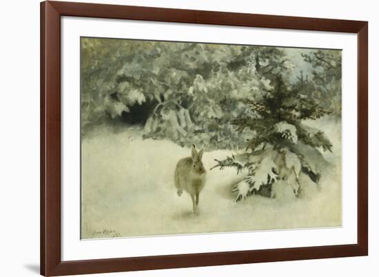 A Hare in the Snow-Bruno Liljefors-Framed Giclee Print