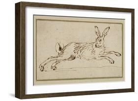 A Hare Running, with Ears Pricked (Pen and Ink on Paper)-James Seymour-Framed Giclee Print