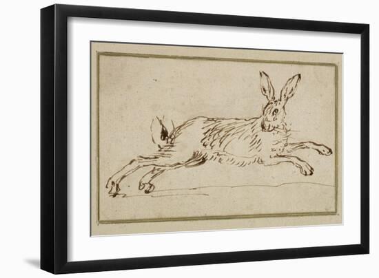 A Hare Running, with Ears Pricked (Pen and Ink on Paper)-James Seymour-Framed Giclee Print