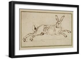 A Hare Running, with Ears Pricked (Pen and Ink on Paper)-James Seymour-Framed Giclee Print