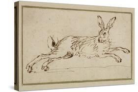 A Hare Running, with Ears Pricked (Pen and Ink on Paper)-James Seymour-Stretched Canvas