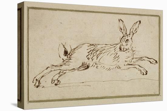 A Hare Running, with Ears Pricked (Pen and Ink on Paper)-James Seymour-Stretched Canvas