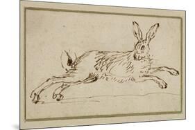 A Hare Running, with Ears Pricked (Pen and Ink on Paper)-James Seymour-Mounted Giclee Print