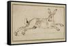 A Hare Running, with Ears Pricked (Pen and Ink on Paper)-James Seymour-Framed Stretched Canvas