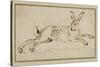 A Hare Running, with Ears Pricked (Pen and Ink on Paper)-James Seymour-Stretched Canvas