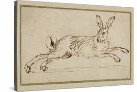 A Hare Running, with Ears Pricked (Pen and Ink on Paper)-James Seymour-Stretched Canvas