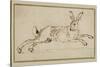 A Hare Running, with Ears Pricked (Pen and Ink on Paper)-James Seymour-Stretched Canvas