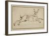 A Hare Running, with Ears Pricked (Pen and Ink on Paper)-James Seymour-Framed Giclee Print