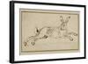 A Hare Running, with Ears Pricked (Pen and Ink on Paper)-James Seymour-Framed Giclee Print